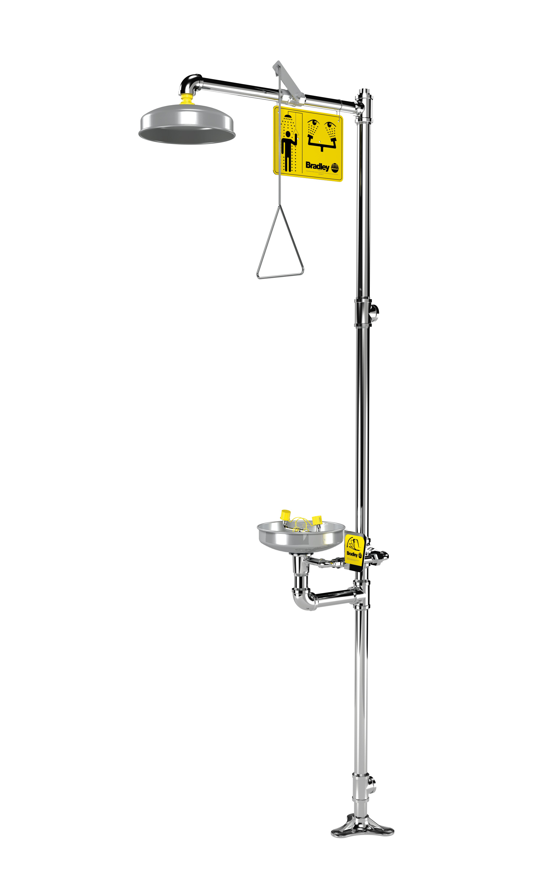 ChromePlated Brass Combination Drench Shower and Eyewash Unit