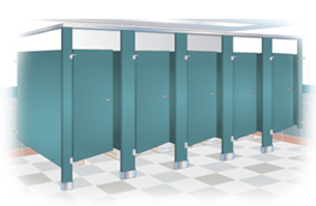 floor mounted overhead braced toilet partitions