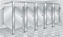 floor mounted overhead braced stainless steel partitions