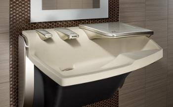 sink with soap dispenser, water, and hand dryer in one fixture - Advocate Handwashing Station