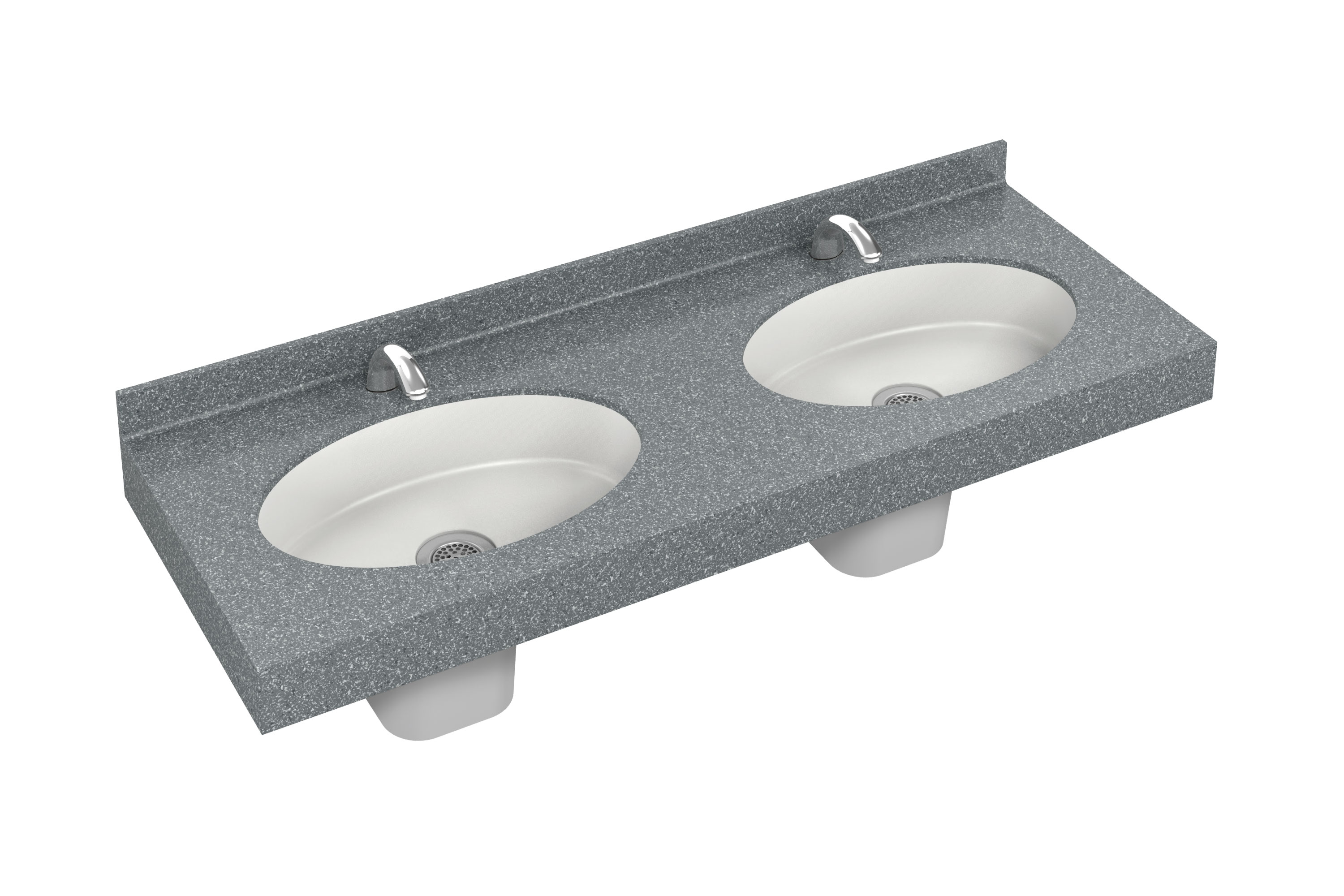 Omnideck brand prefabricated lavatory deck featuring oval multi-purpose basin made of terreon solid surface - Model HS-TO1