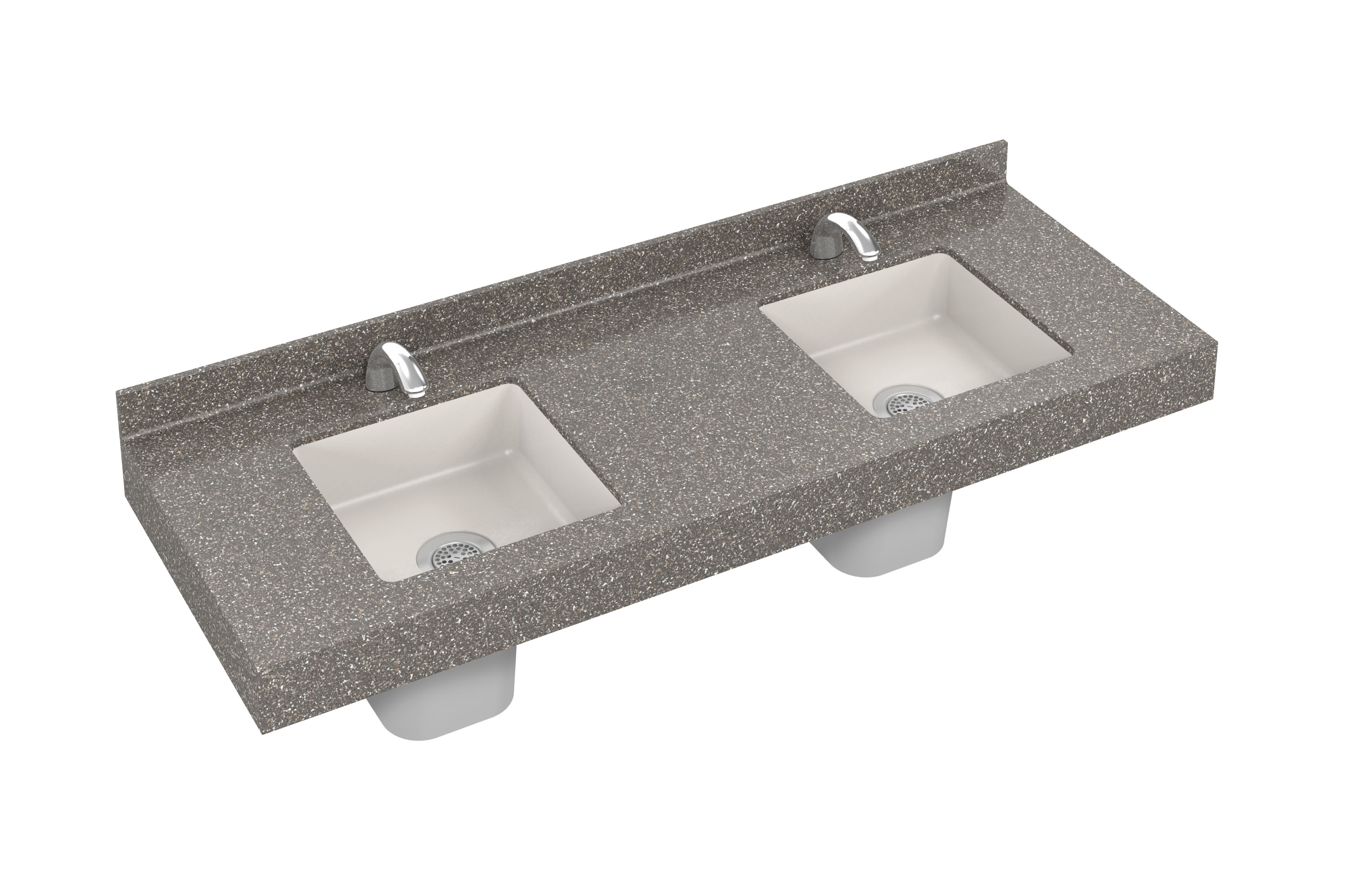 Omnideck brand lavatory seck featuring square multi purpose basin made of terreon solid surface - Model LD3010-HS-TS1