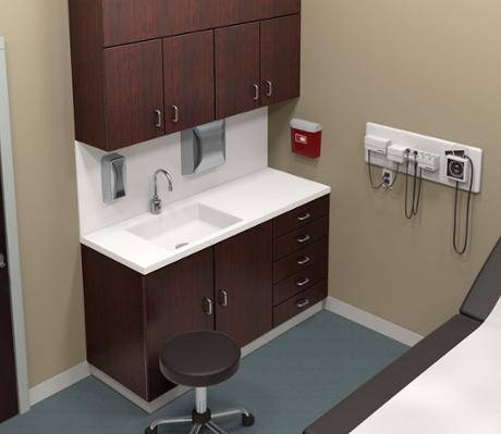 Health care wash station featuring Terreon solid surface undermount basin