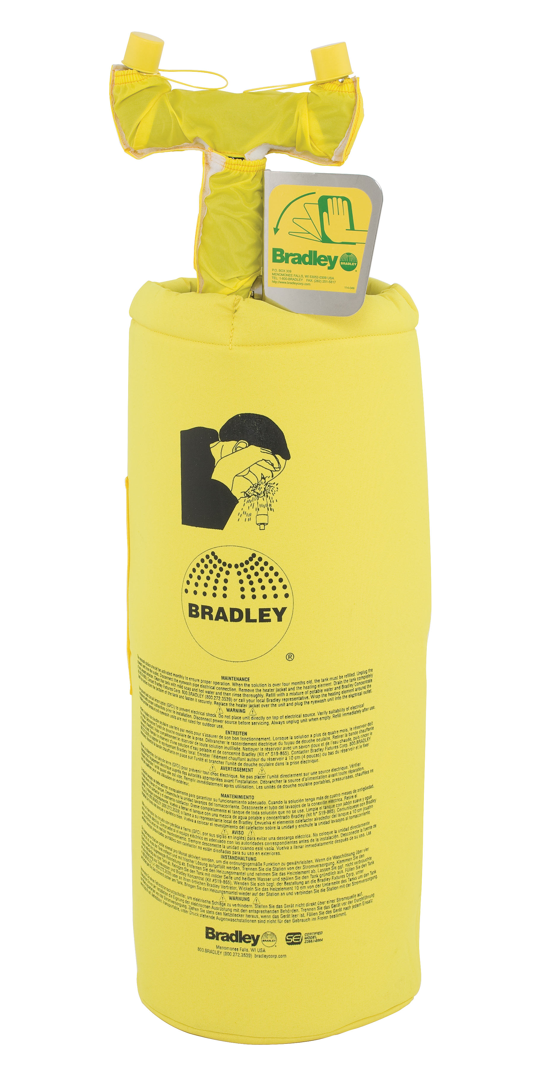 Heated portable pressurized eyewash unit bradley corporation