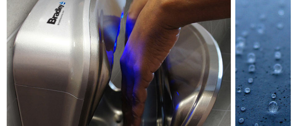 hands being dried in a hands in hand dryer