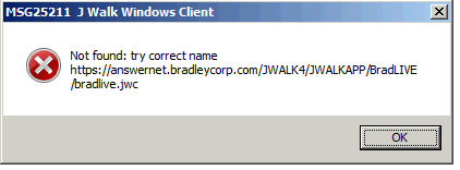 J Walk Windows client error message