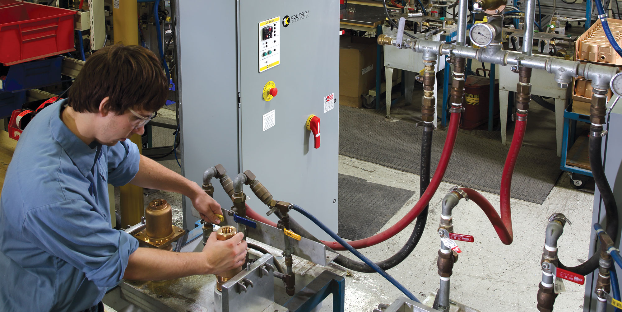 Tankless electric water header in action - Keltech CNA-Series
